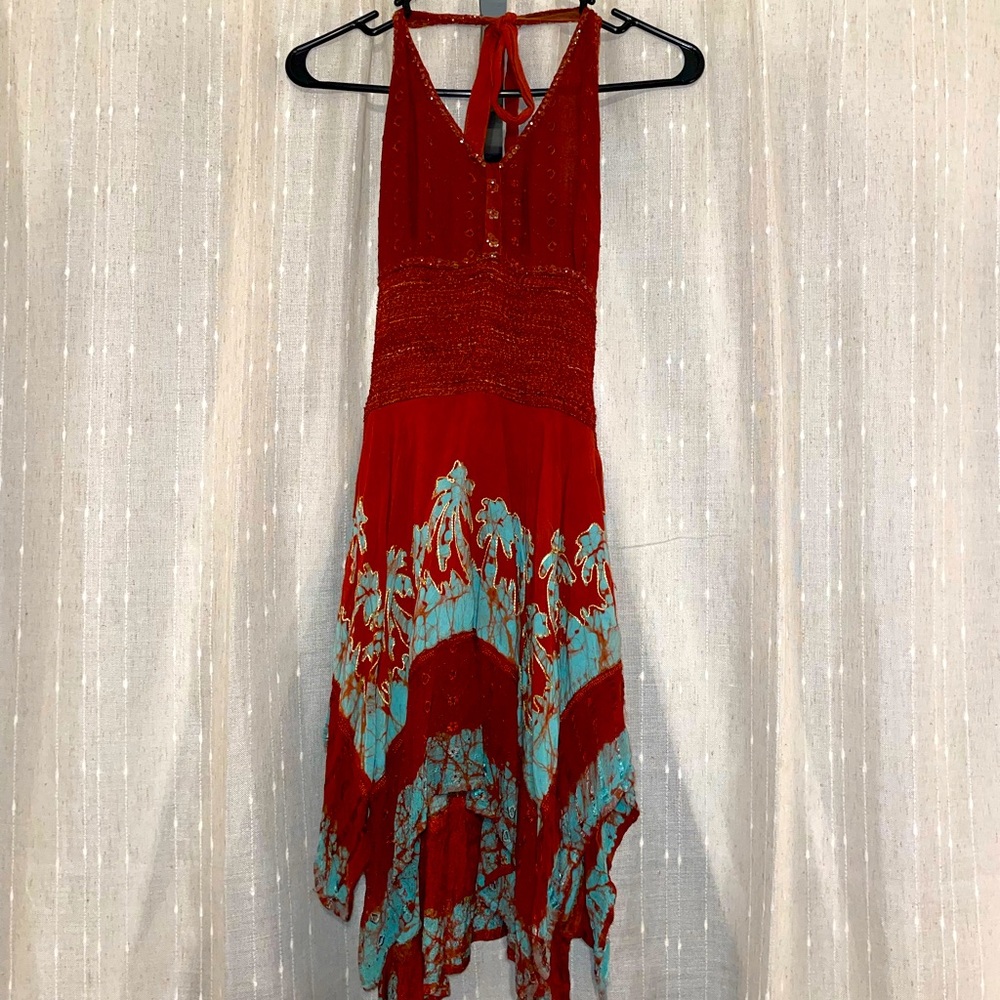 Burnt Orange Fairy Halter Dress